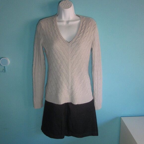 Ralph Lauren Black Label Cabled V-Neck Cashmere Pullover Slim Fit Size S Lt Gray - Picture 10 of 11